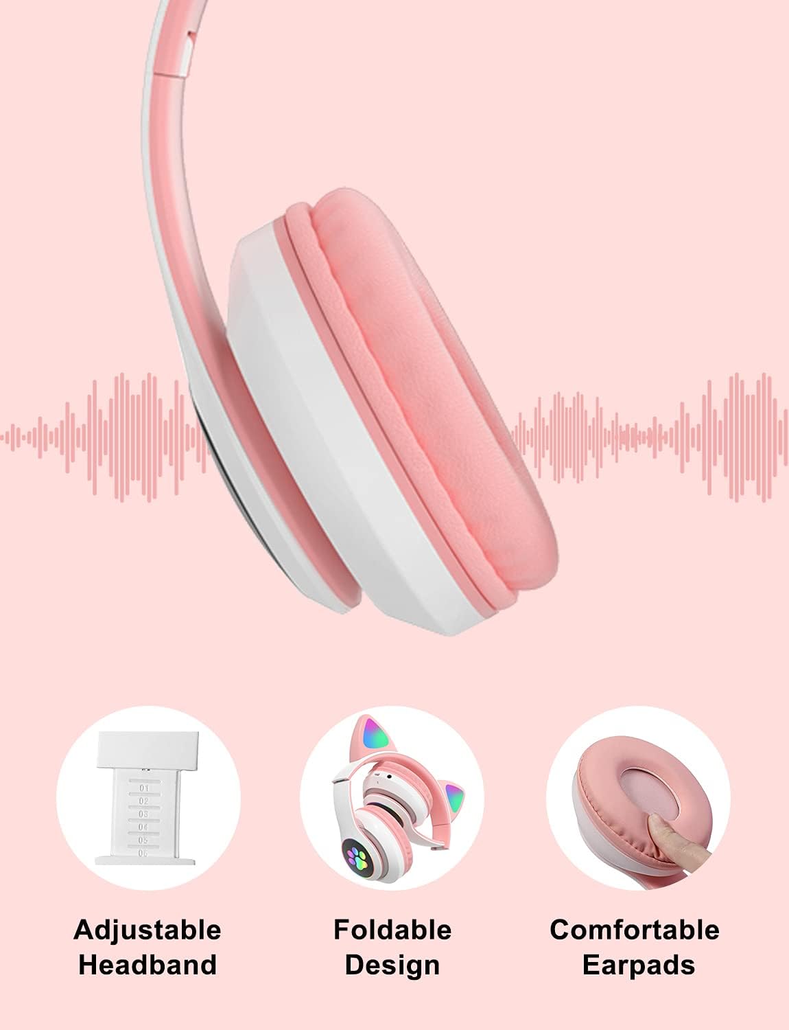 AUDIFONOS INALAMBRICOS CON OREJAS DE GATO